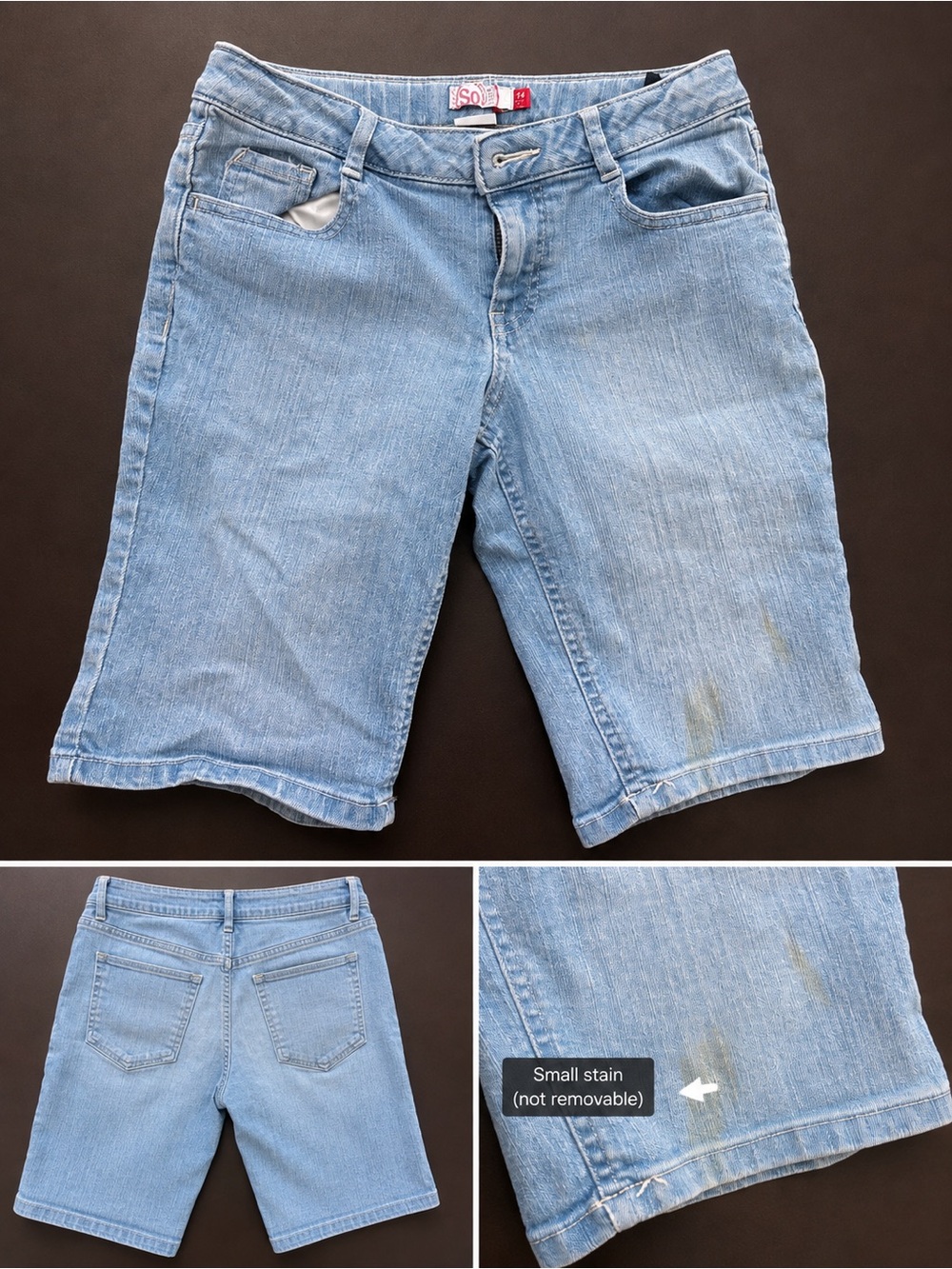 Light Blue Denim Bermuda Shorts - girls